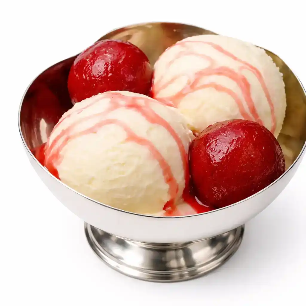 Vanila Ice Cream with Gulab Jamun at Naga's South Indian Cuisine 